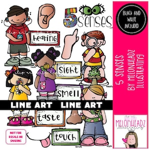 Clip art 5 {five} zintuigen Geur clip art Gezicht clip art Horen clip art LINE ART en zwart-wit