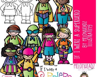 If I Were a Superhero-illustraties / afdrukbaar, sjabloon GEKLEURDE versie