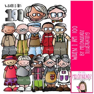 When I am 100 clipart 100 Days of School-illustraties GEKLEURDE versie