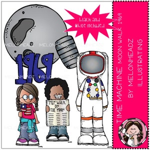 Time Machine clip art - Moon Walk - Mini