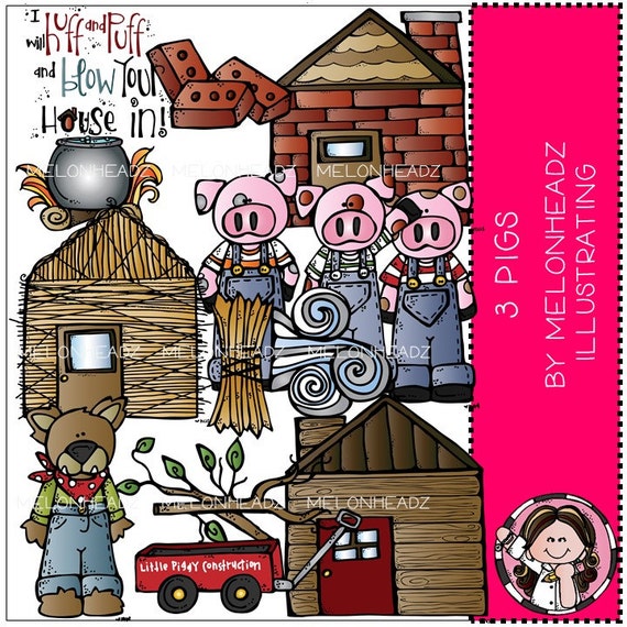 Three Little Pigs clip art | Etsy