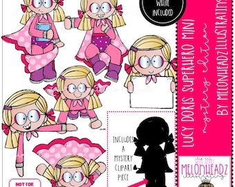 Lucy Doris superhero clip art digi stamps Mystery Edition Mini