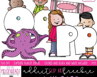 Melonheadz Addicts July 2025 clip art, Alphabet Mini