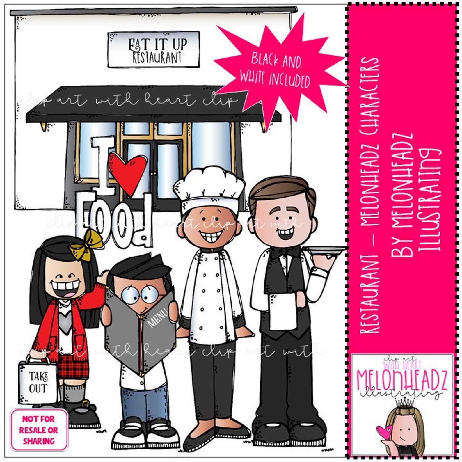 Restaurant Clip Art Melonheadz Characters Mini | Etsy