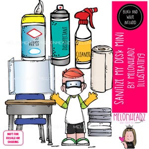 Sanitize my Desk clip art, disinfect, hygiene Mini