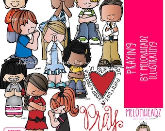 Praying clip art, LDS, Christian COLORED Version