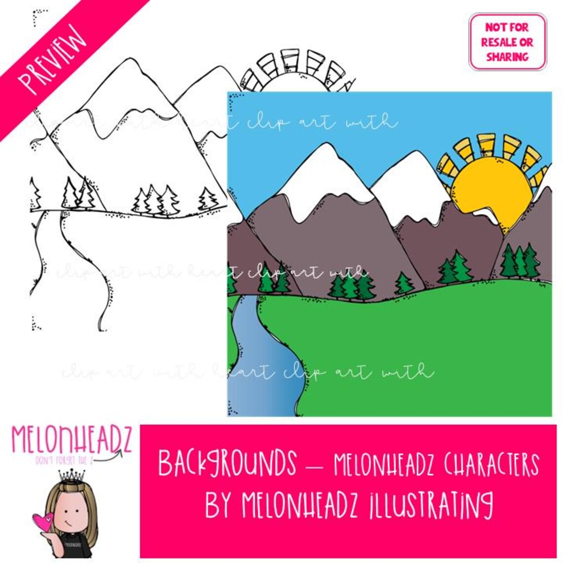 Backgrounds Clip Art, Melonheadz Characters Mini - Etsy