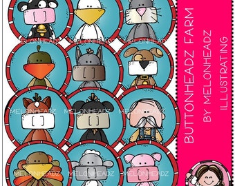 Farm animal clip art - Buttonheadz