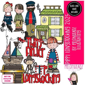 Pippi Langstrumpf, Clip Art Literatur 2025 Digi Stamps KOMBIPACK