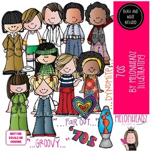 Image clipart des années 70 Image clipart des années 1970 Clip art kidlettes PACK COMBO