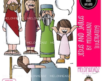 Jesus and Jairus clip art, Bible Mini (digital download)