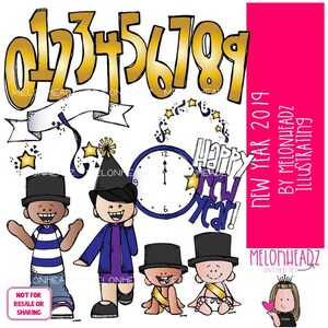 New Year clip art 2019, holiday COLORED Version