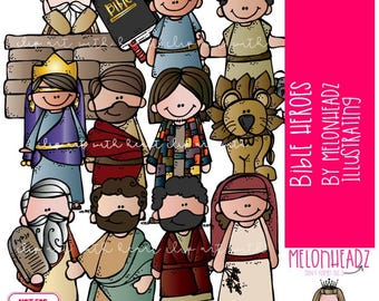 Bible Heroes clip art, Bible Story COLORED Version (digital download)