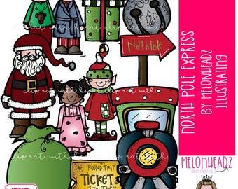 North Pole Express clip art, Christmas, Polar COLORED Version