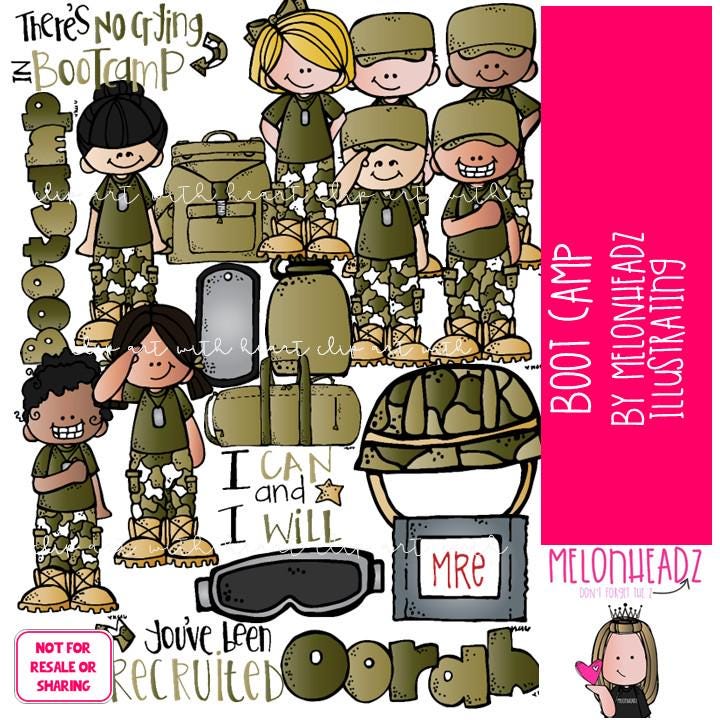 Boot Camp Clip Art, Military, Patriotic COLORED Version - Etsy