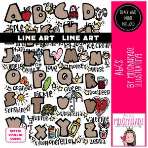 ABC clip art, Alphabet clip art, Letters clip art LINE ART and Black and White