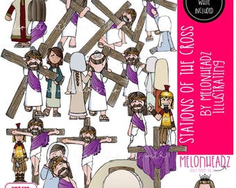 Stations of the Cross clip art, Crucifixion, Jesus, Bible COMBO PACK