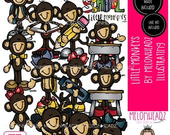 Little monkeys clip art, primate COMBO PACK