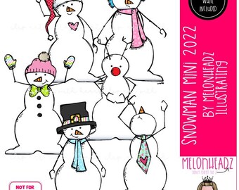 Snowman clip art 2022, Christmas, Winter Mini
