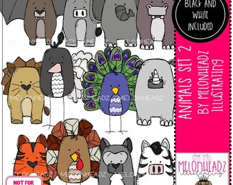 Animals set 2 clip art digi stamps COMBO PACK