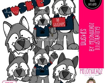 Huskies clip art, mascot, school spirit MINI