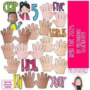 High Five clip art 2025 Hands clip art COLORED Version