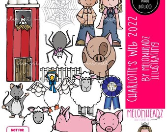 Charlotte's Web clip art 2022, book companion, literature COMBO PACK