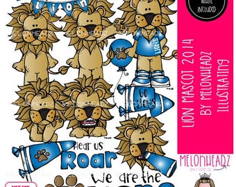 Lion clip art, Mascot, School Spirit COMBO PACK