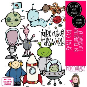 Space Case clip art, alien clip art, outer space clip art COMBO PACK
