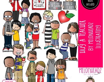 Hug a Teacher clip art, appreciation, apple COMBO PACK