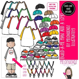 Build-A-Me Man クリップアート、ロゴを追加 COMBO PACK