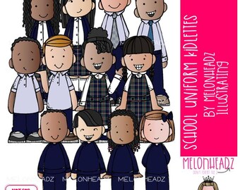 Kidlettes School Uniforms clip art 2025 COLORED Version
