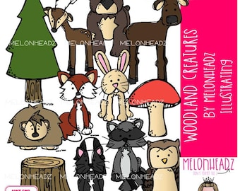 Woodland Creatures clip art 2020, forest animals COLORED Version