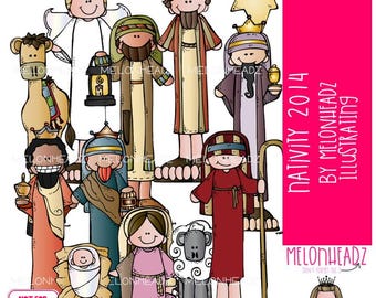 Nativity clip art 2014, Stringbeanz, Christmas COLORED Version