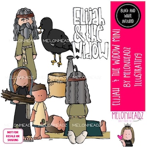 Elia och änkan clipart, Bibel Mini