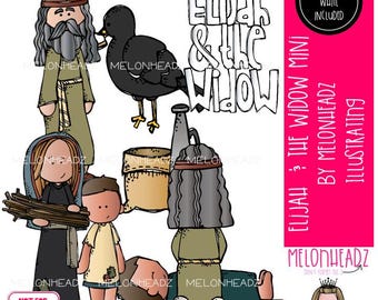 Elijah and the Widow clip art, Bible Mini
