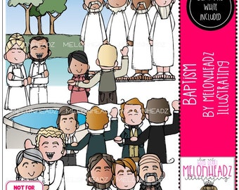 Baptism clip art digi stamps LDS History COMBO PACK