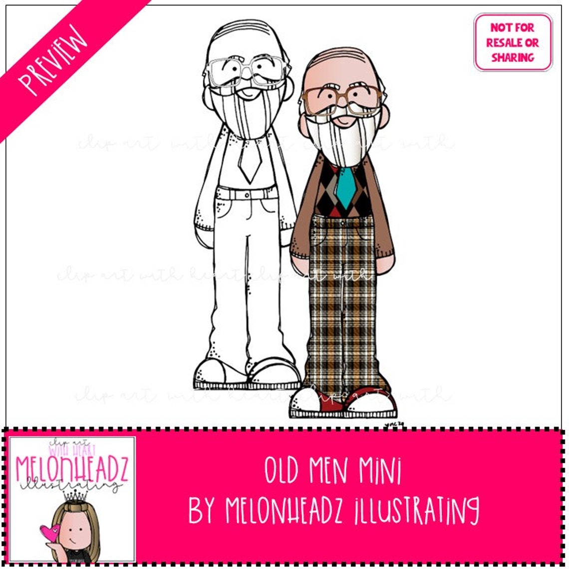 Old Men Clip Art Digi Stamps Mini by Melonheadz Clipart - Etsy