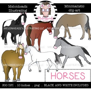 Horses clip art - Minimal Style - Mini
