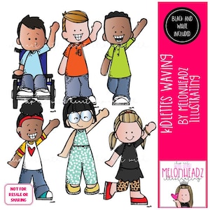 Kidlettes wuivende illustraties, Hallo en tot ziens illustraties, groeten illustraties Mini