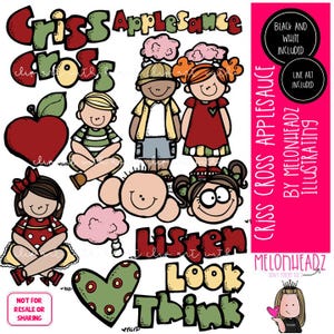 Criss Cross Applesauce clip art, Cross Legged Sitting clip art Combo Pack
