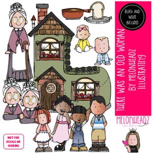 Había una anciana clipart Literatura clipart Libro clipart Compañero clipart PAQUETE COMBINADO