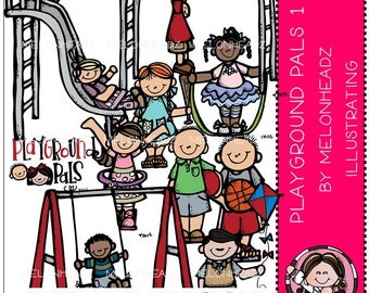 Playground Pals clip art -  LINE ART