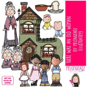 Había una anciana clipart Literatura clipart Libro clipart Versión COLOREADA