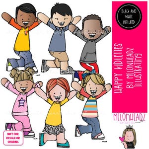 Happy Kidlettes illustraties Emoties illustraties Gevoelens clipart Mini