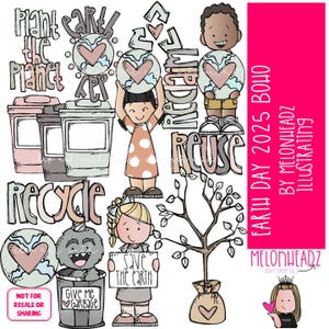 Tag der Erde Clip Art 2025 Recycling Clip Art Umweltbewusstsein Tag Clip Art COMBO PACK BOHO