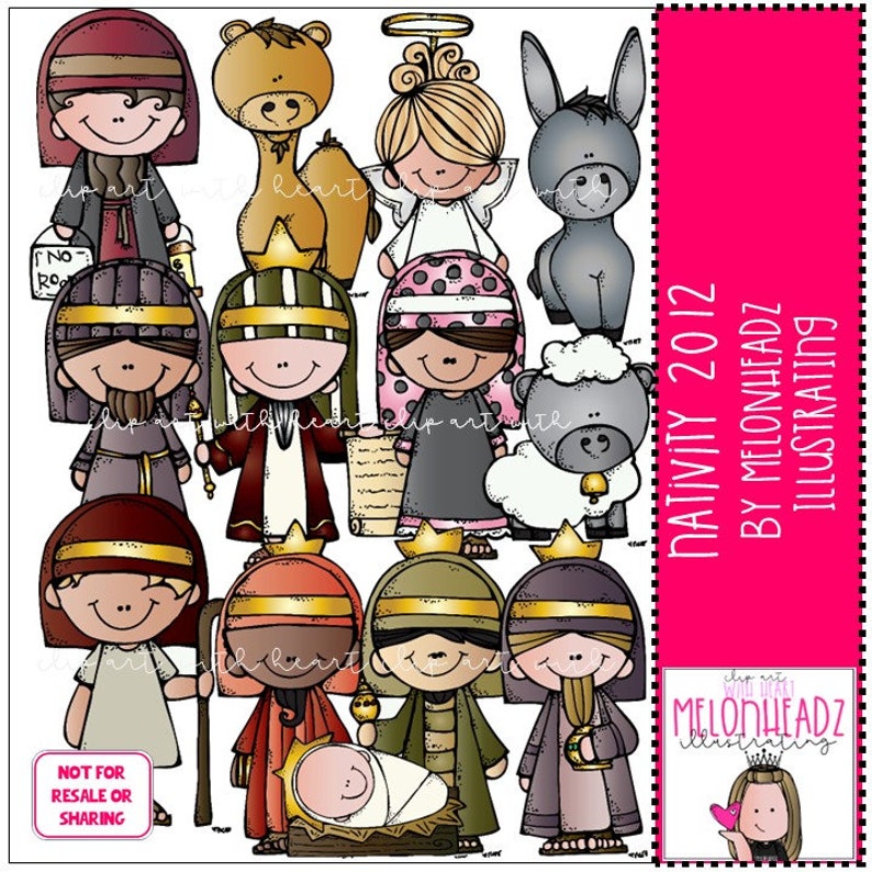 Nativity clip art 2012 COLORED Version image 1