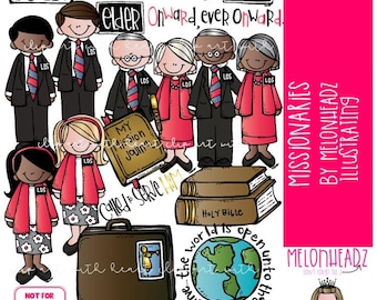 LDS Missionaries clip art COLORED Version