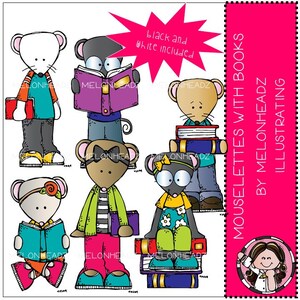 Mouselettes clip art - With Books - Mini