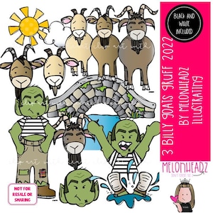3 Billy Goats Gruff clip art 2022 Ogre clip art Literatura clip art Book Companion clip art COMBO PACK